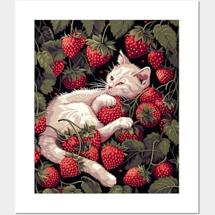 Cat Strawberry Bedding Posters and Art